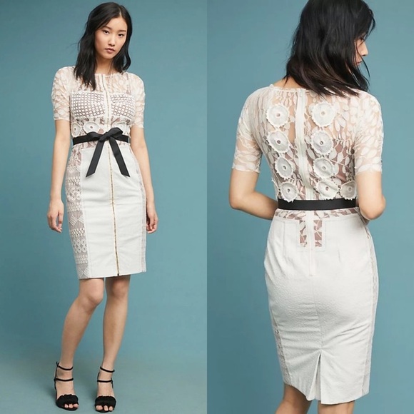 Anthropologie Floral and Lace Sheath Dress - Picture 3 of 7